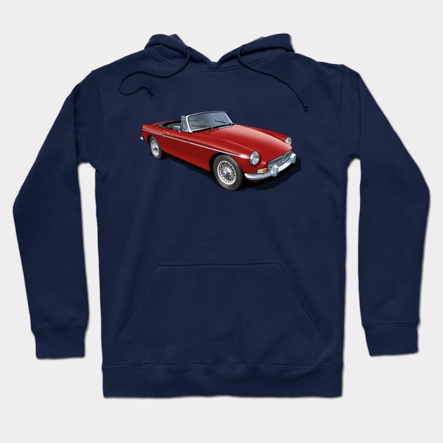 MGB Roadster in tartan red Hoodie by candcretro